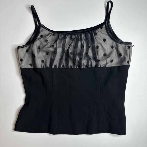 She’s Preference Black Mesh Floral Embroidered Top Side Zip Goth Coquette Y2K - Picture 3 of 10